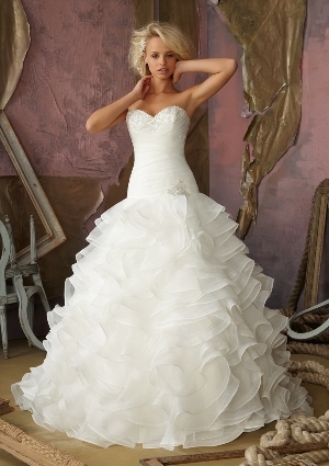 Wedding Dress - Mori Lee Bridal FALL 2012 Collection: 1864 - Crystal Beading on Ruffled Organza | MoriLee Bridal Gown