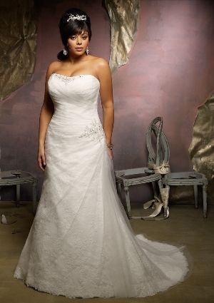 Wedding Dress - Mori Lee Julietta FALL 2012 Collection: 3126 - Crystal Beading on Tulle over Lace | PlusSize Bridal Gown
