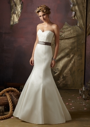 Wedding Dress - Mori Lee Blue FALL 2012 Collection: 4964 - Crystal Beaded Alecncon Lace on Lustrous Satin | MoriLee Bridal Gown