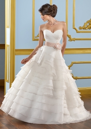 Wedding Dress - Mori Lee Blue SPRING 2012 Collection: 4903 - ORGANZA, SASH W/REMOVABLE HANDMADE FLOWER | MoriLee Bridal Gown
