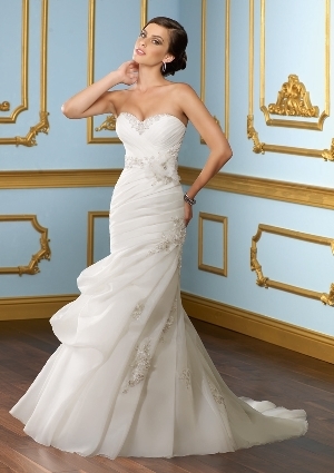 Wedding Dress - Mori Lee Blue SPRING 2012 Collection: 4913 - EMBROIDERY ON ORGANZA W/REMOVABLE HANDMADE FLOWER | MoriLee Bridal Gown