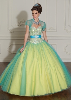 Quinceanera Dress - Quinceanera/Vizcaya: 88002 - LAYERED TULLE W/SATIN WAISTBAND | MoriLee Quinceanera Gown