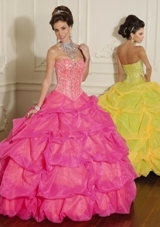 Quinceanera Dress: Quinceanera/Vizcaya: 88007 - BEADED ORGANZA 