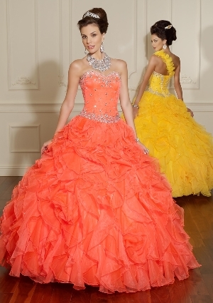 Quinceanera Dress - Quinceanera/Vizcaya: 88008 - BEADED ORGANZA W/REMOVABLE SHOULDER STRAP | MoriLee Quinceanera Gown