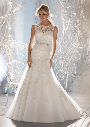 Wedding Dress - Mori Lee Bridal FALL 2013 Collection: 1957 - Beaded Lace Appliques on Tulle | MoriLee Bridal Gown