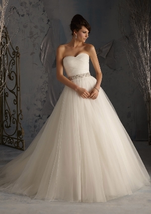 Wedding Dress - Mori Lee Blue FALL 2013 Collection: 5172 - Asymmetrically Draped Net Ballgown | MoriLee Bridal Gown