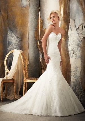 Wedding Dress - Mori Lee Bridal SPRING 2013 Collection: 1916 - Beaded Alencon Lace Appliques on Soft Net over Chantilly Lace | MoriLee Bridal Gown