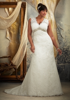 Wedding Dress - Mori Lee Julietta SPRING 2013 Collection: 3131 - Venice Lace Appliques on Net Trimmed with Beaded Embroidery | PlusSize Bridal Gown