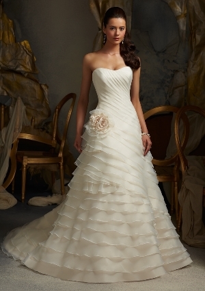 Wedding Dress - Mori Lee Blue SPRING 2013 Collection: 5105 - Asymmetrically Tiered Organza | MoriLee Bridal Gown