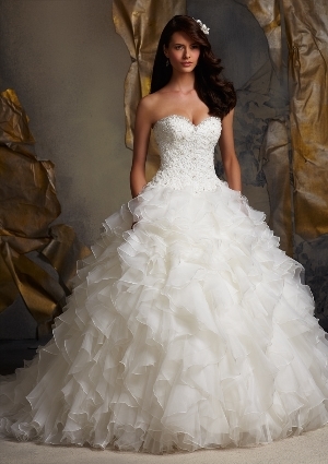 Wedding Dress - Mori Lee Blue SPRING 2013 Collection: 5116 - Crystal Beaded Venice Lace on Ruffled Organza | MoriLee Bridal Gown