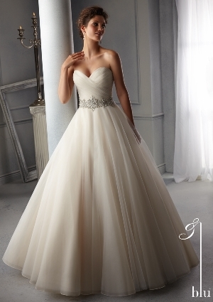 Wedding Dress - Mori Lee Blue FALL 2014 Collection: 5276 - Intricately Beaded Waistband on Tulle | MoriLee Bridal Gown