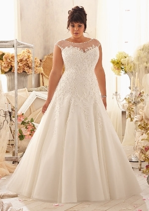 Wedding Dress - Mori Lee Julietta SPRING 2014 Collection: 3151 - Venice Lace Appliqués on Net with Crystal Beaded Trim | PlusSize Bridal Gown