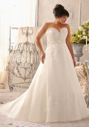 Wedding Dress - Mori Lee Julietta SPRING 2014 Collection: 3155 - Venice Lace Appliqués on Organza Combined with Crystal Beaded Embroidery | PlusSize Bridal Gown