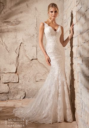 Wedding Dress - Mori Lee Bridal SPRING 2015 Collection: 2708 - Alencon Lace on Net with Crystal Beading | MoriLee Bridal Gown