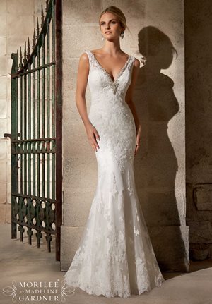 Wedding Dress - Mori Lee Bridal SPRING 2015 Collection: 2721 - Diamante Beaded Embroidery on Alencon Lace and Net with Wide Hemline | MoriLee Bridal Gown