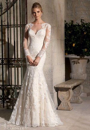 Wedding Dress - Mori Lee Bridal SPRING 2015 Collection: 2725 - Majestic Embroidered Appliques Combined with Chantilly Lace on Net with Wide Hemline | MoriLee Bridal Gown
