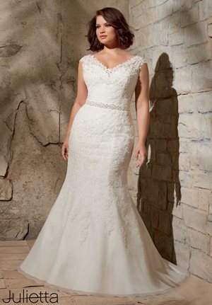 Wedding Dress - Mori Lee Julietta SPRING 2015 Collection: 3172 - Alencon Lace Appliques on Net with Crystal Beading | PlusSize Bridal Gown