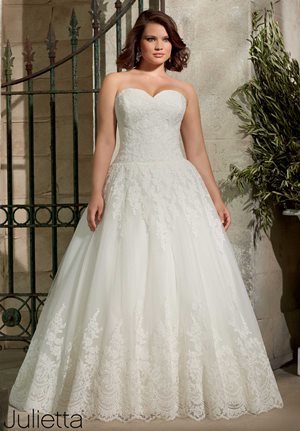 Wedding Dress - Mori Lee Julietta SPRING 2015 Collection: 3178 - Tulle Ball Gown with Alencon Lace Appliques and Wide Hemline | PlusSize Bridal Gown