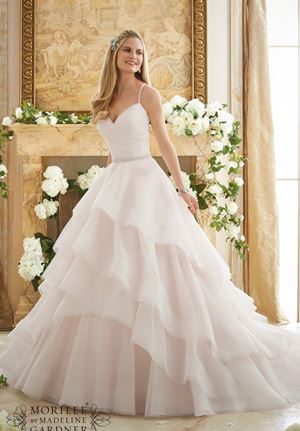 Wedding Dress - Mori Lee Bridal FALL 2016 Collection: 2873 - Crystal Beaded Straps on a Billowy Tulle Ball Gown  | MoriLee Bridal Gown