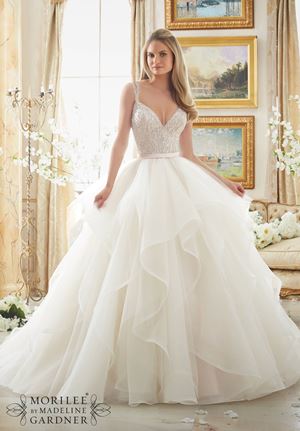 Wedding Dress - Mori Lee Bridal FALL 2016 Collection: 2887 - Dazzling Beaded Bodice on Flounced Tulle and Organza Ball Gown  | MoriLee Bridal Gown