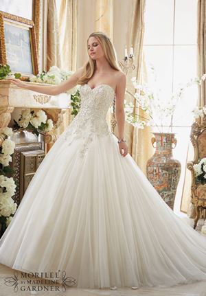 Wedding Dress - Mori Lee Bridal FALL 2016 Collection: 2892 - Crystal Beaded Embroidery on Gored Tulle Ball Gown | MoriLee Bridal Gown