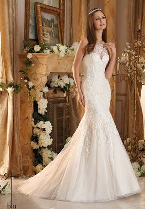 Wedding Dress - Mori Lee Blue FALL 2016 Collection: 5462 - Embroidery on Soft Tulle Trimmed with Pearl and Crystal Beading | MoriLee Bridal Gown