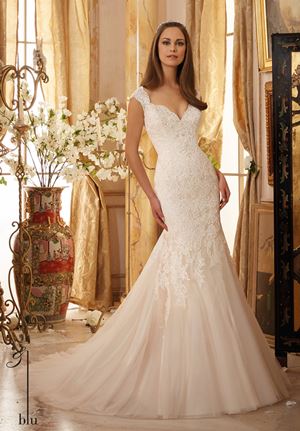 Wedding Dress - Mori Lee Blue FALL 2016 Collection: 5472 - Crystal Beaded, Alencon Lace Appliques on Soft Net | MoriLee Bridal Gown