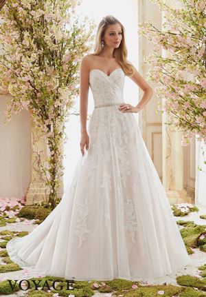 Wedding Dress - Mori Lee Voyage FALL 2016 Collection: 6834 - Soft Tulle Overlays Delicately Beaded Alencon Lace Appliques  | MoriLee Bridal Gown