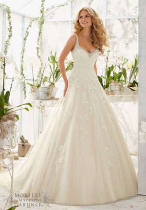 Wedding Dress - Mori Lee Bridal SPRING 2016 Collection: 2811 - Crystal Beaded Edging Meets the Alencon Lace Appliques on the Tulle Ball Gown | MoriLee Bridal Gown