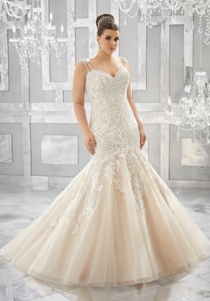 Wedding Dress - Mori Lee Julietta FALL 2017 Collection: 3221 - Musetta - Crystal Beaded, Embroidered Appliqués on Tulle Mermaid Gown Over Sparkle Net | PlusSize Bridal Gown