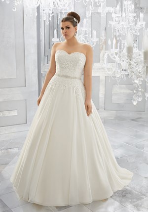 Wedding Dress - Mori Lee Julietta FALL 2017 Collection: 3224 - Mabel - Crystal Beaded, Embroidered Bodice with Full, Flowing Silky Chiffon Skirt and Removable Beaded Organza Belt (Belt Also Sold Separately as Style #11268/11268W) | PlusSize Bridal Gown