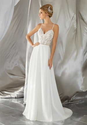 Wedding Dress - Mori Lee Voyage FALL 2017 Collection: 6861 - Mina - Crystal Beaded Embroidery Meets Flowing, Soft Chiffon Skirt (Matching Satin Bodice Lining Included) | MoriLee Bridal Gown