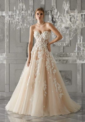 Wedding Dress - Mori Lee Bridal FALL 2017 Collection: 8171 - Meadow - Soft Tulle Ball Gown with Embroidered Lace Appliqu&eacute;s and Crystal Beaded, Hand-Cut, Three Dimensional Flowers | MoriLee Bridal Gown