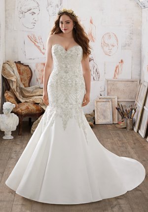 Wedding Dress - Mori Lee Julietta SPRING 2017 Collection: 3218 - Mischa - Crystal Beaded Embroidery on Duchess Satin | PlusSize Bridal Gown