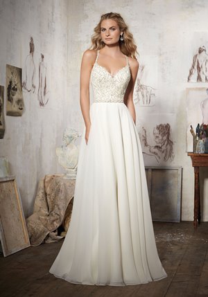 Wedding Dress - Mori Lee Bridal SPRING 2017 Collection: 8106 - Maelani - Diamanté Beaded Bodice with Silky Chiffon Skirt, Removable Beaded Organza Belt | MoriLee Bridal Gown