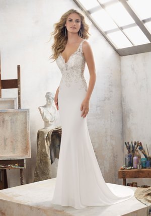 Wedding Dress - Mori Lee Bridal SPRING 2017 Collection: 8113 - Mallory - Crystal Beaded Embroidered Appliqués on Crepe | MoriLee Bridal Gown