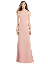 Bridesmaids Dress: After Six Bridesmaids SPRING 2020 - 6821 - V-Neck Keyhole Back Crepe Trumpet Gown 