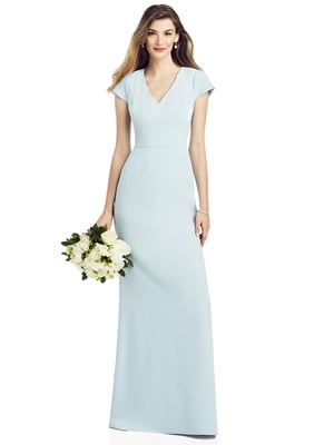 Special Occasion Dress - After Six Bridesmaids SPRING 2020 - 6825 - Cap Sleeve A-line Crepe Gown with Pockets | AfterSix Prom Gown
