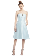Bridesmaids Dress: Alfred Sung Bridesmaids 2020 - D775 - Strapless Notch Satin Cocktail Dress with Pockets 