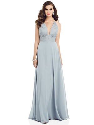 Bridesmaid Dress - Dessy Bridesmaids SPRING 2020 - 3054 - Illusion V-Neck Lace Bodice Chiffon Gown | Dessy Bridesmaids Gown