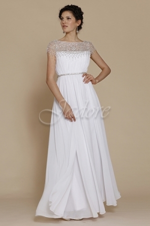 Special Occasion Dress - Jadore J2 Collection - J2031 - 100D Chiffon w/ crystal beaded shoulder unit | Jadore Prom Gown