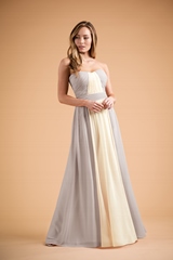 Bridesmaids Dress: B2 SPRING 2020 - B223003 - Beautiful Poly chiffon long bridesmaid strapless dress with sweetheart neckline. New and exciting two-tone designs. 