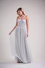 Bridesmaids Dress: BELSOIE SPRING 2020 - L224004 - Romantic soft tulle long bridesmaid dress with halter neckline 