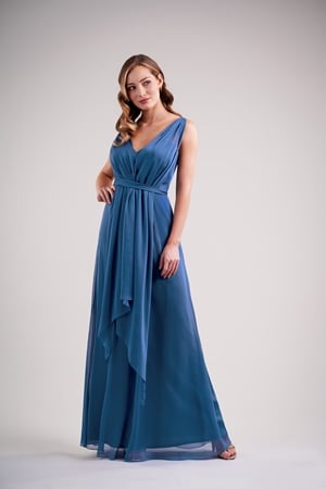 Special Occasion Dress - BELSOIE SPRING 2020 - L224005 - Belsoie Tiffany chiffon long bridesmaid dress with convertible skirt draping | Jasmine Prom Gown