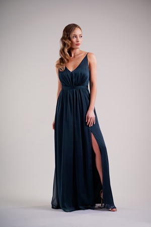  Dress - BELSOIE SPRING 2020 - L224008 - Belsoie Tiffany chiffon long bridesmaid dress with elastic waistband and side slit at the front of the skirt | Jasmine Evening Gown