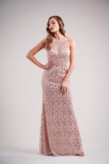 Bridesmaids Dress: BELSOIE SPRING 2020 - L224009 - Halter neck bridesmaid dress with a subtle fit-and-flare skirt and keyhole back 