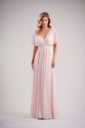 Bridesmaid Dress - BELSOIE SPRING 2020 - L224012 - Stretch illusion V-neckline floor length bridesmaid dress with sweetheart bodice | Jasmine Bridesmaids Gown