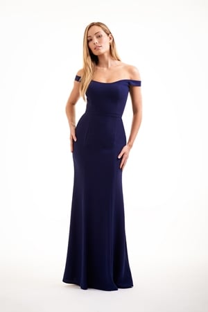  Dress - JASMINE BRIDESMAID SPRING 2020 - P226010 - Soft crepe long bridesmaid dress with off-the-shoulder fit | Jasmine Evening Gown