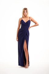 Bridesmaids Dress: JASMINE BRIDESMAID SPRING 2020 - P226011 - Soft crepe long bridesmaid dress with spaghetti V-neckline 