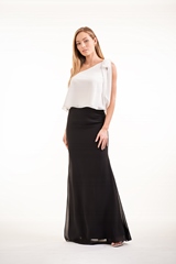 Bridesmaids Dress: JASMINE BRIDESMAID SPRING 2020 - P226014 - Charlotte chiffon two-piece, two-tone bridesmaid dress 